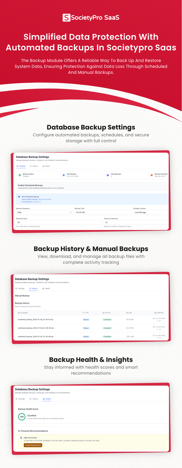 Backup Module for SocietyPro Saas