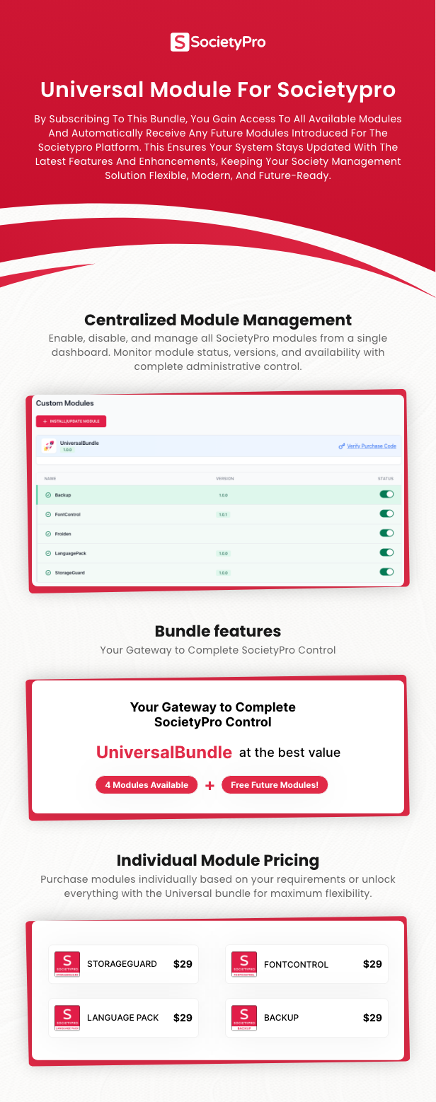 Universal Module Bundle For SocietyPro Saas