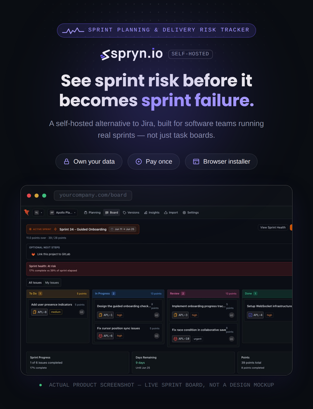 Spryn - Self-Hosted Sprint Planning Software - 1
