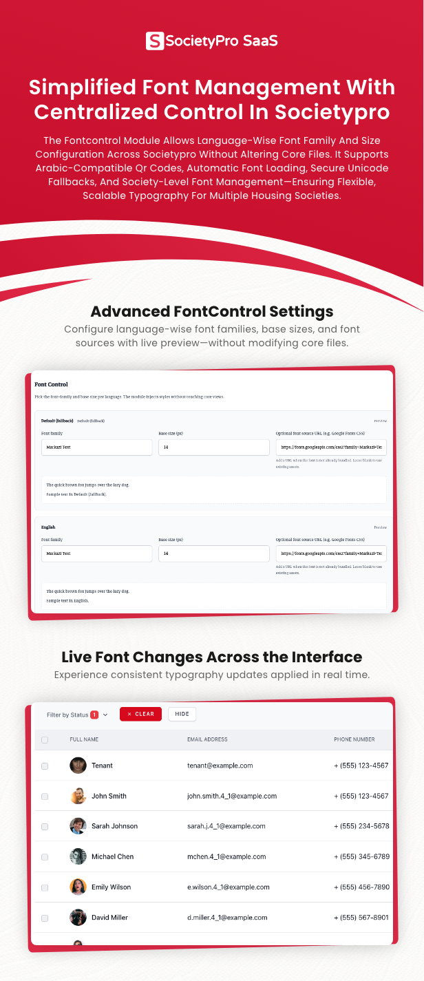 SocietyPro SAAS FontControl Module Screenshot