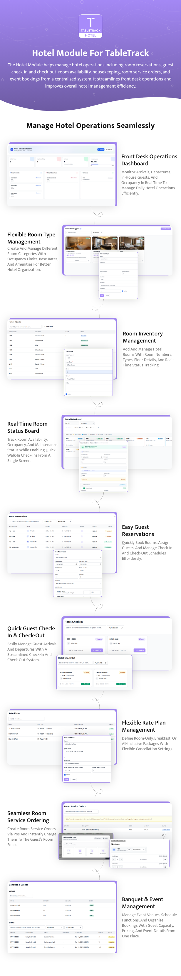 TableTrack Hotel Module Screenshot