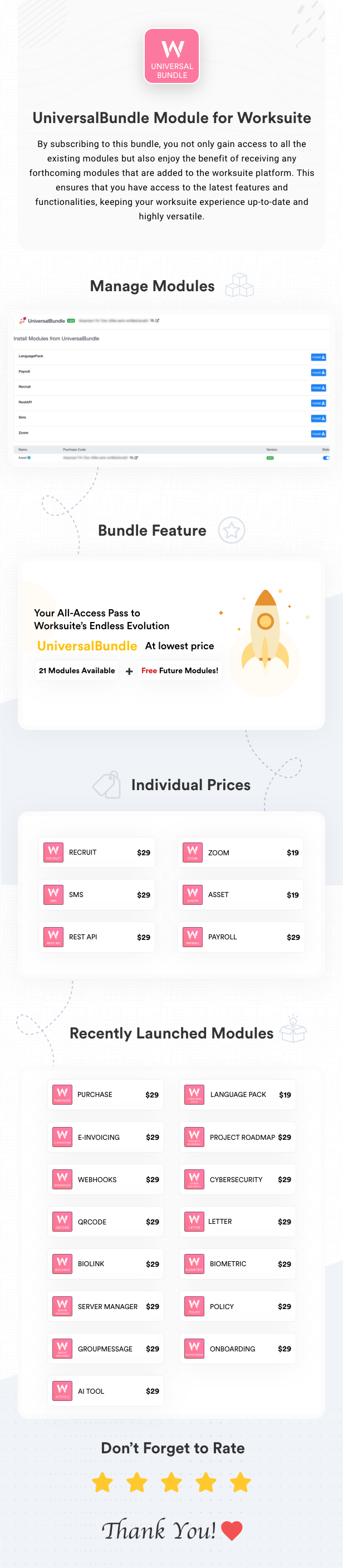Universal Modules Bundle for Worksuite CRM