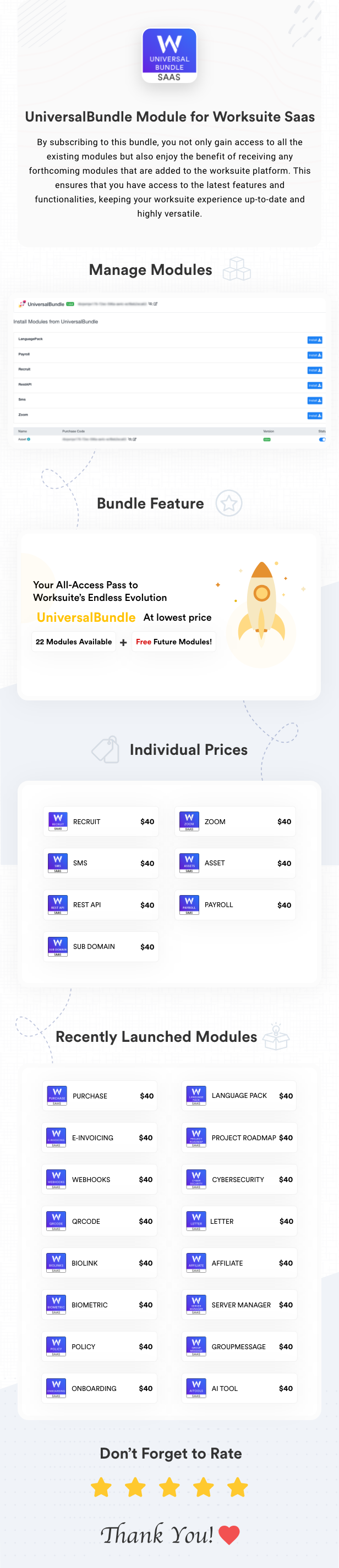 Universal Modules Bundle for Worksuite SAAS - 2