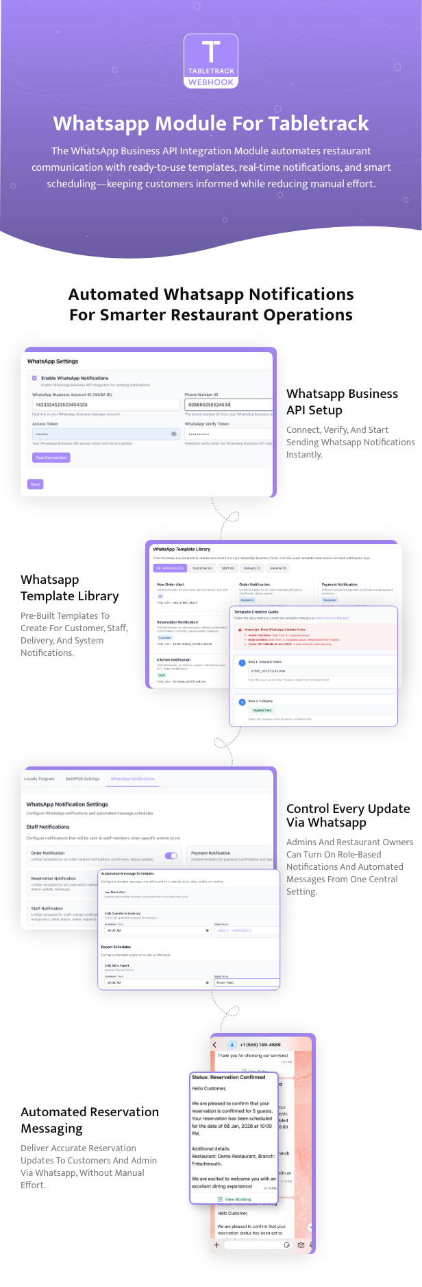 TableTrack WhatsApp Module Screenshot