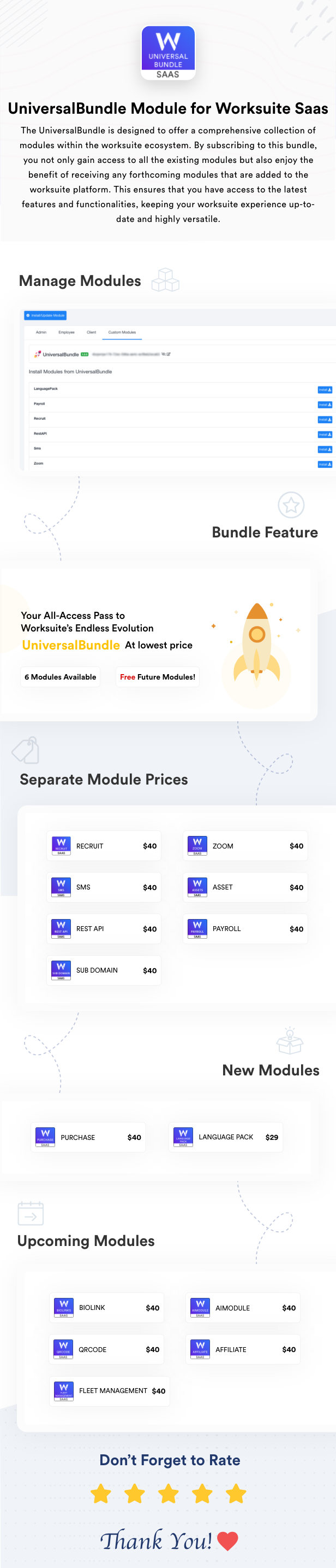 Universal Modules Bundle for Worksuite SAAS - 2